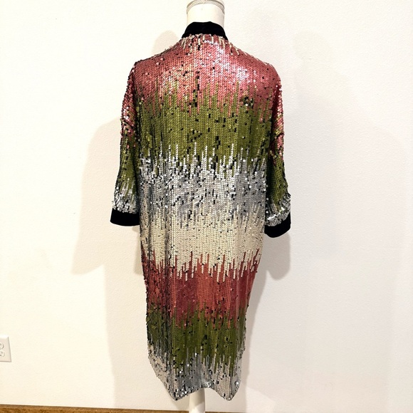 Miss Me Multicolor Sequin Jacket Kimono Velvet Trip Size Medium - Picture 3 of 9